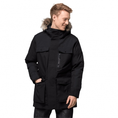 Jack Wolfskin Parka Glacier Bay (waterproof, windproof, PFC-free, very warm) black Men